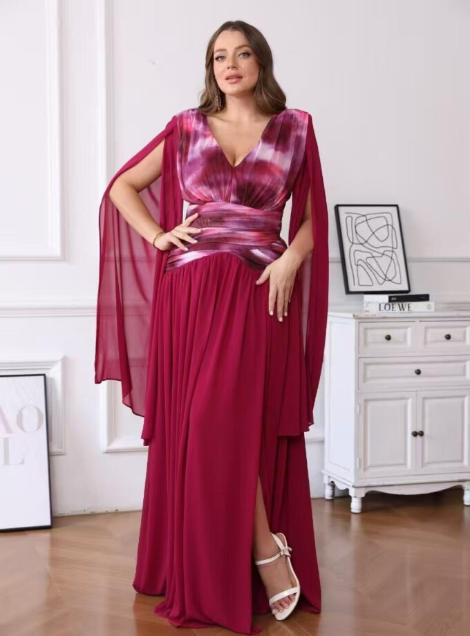 Vestido Torso Estampado Mangas Curvy