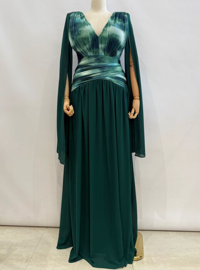 Vestido Torso Estampado Mangas Curvy