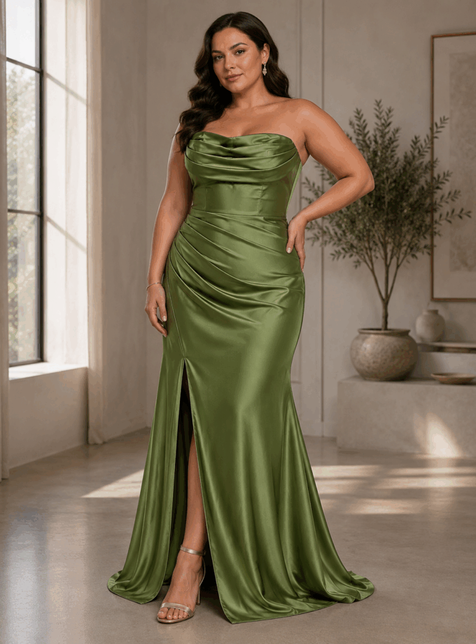 Vestido Seda Sirena Cascada Curvy