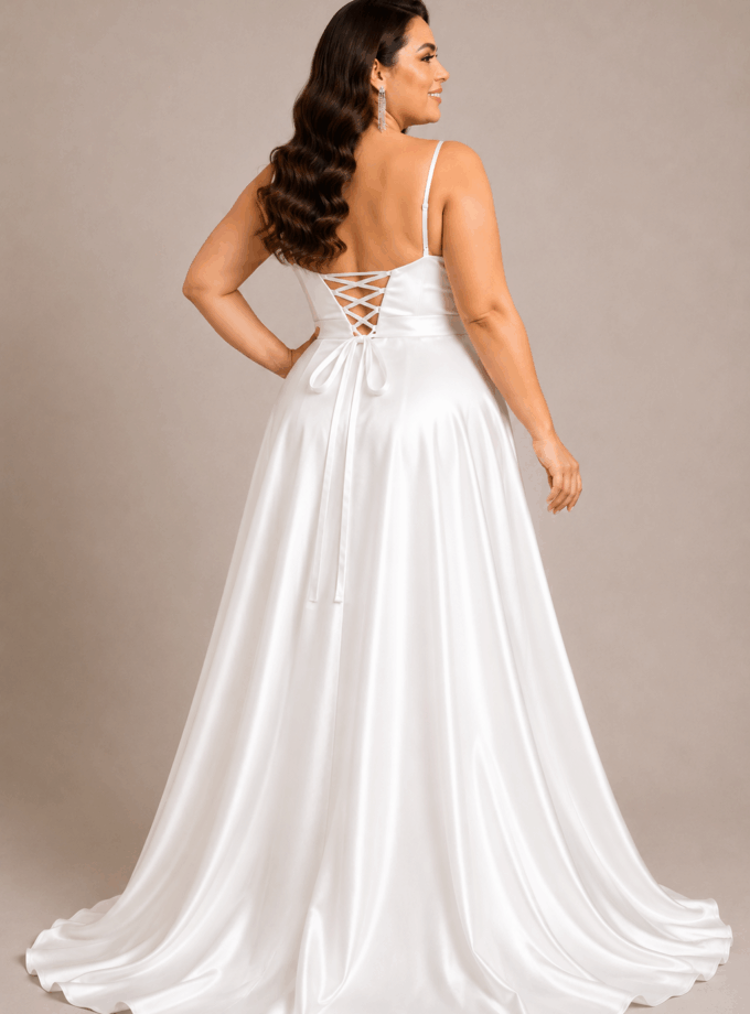 Vestido Seda Escote Cascada Curvy Novia
