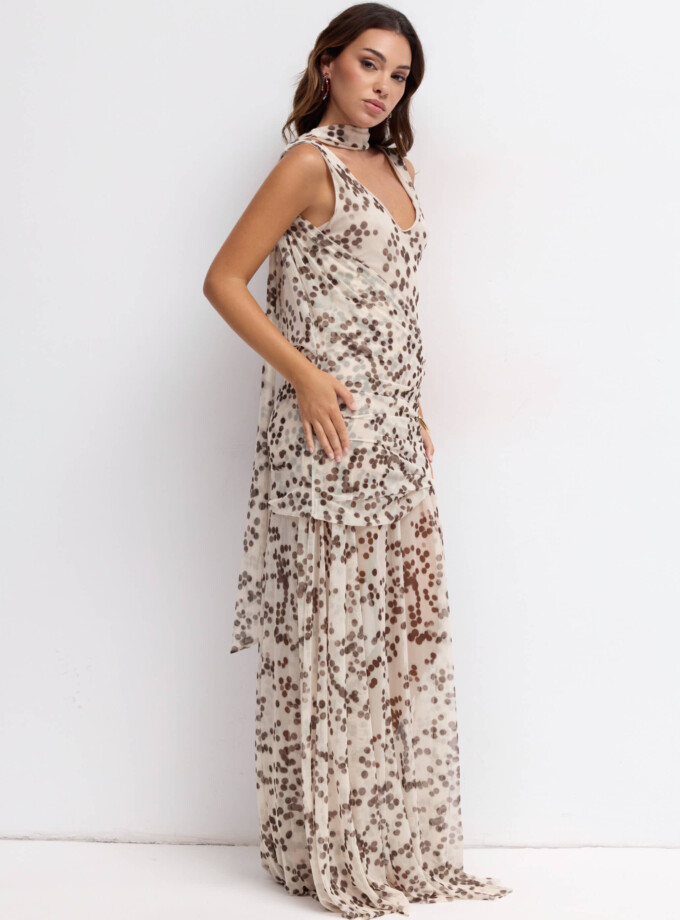 Vestido Tul Largo Lunares