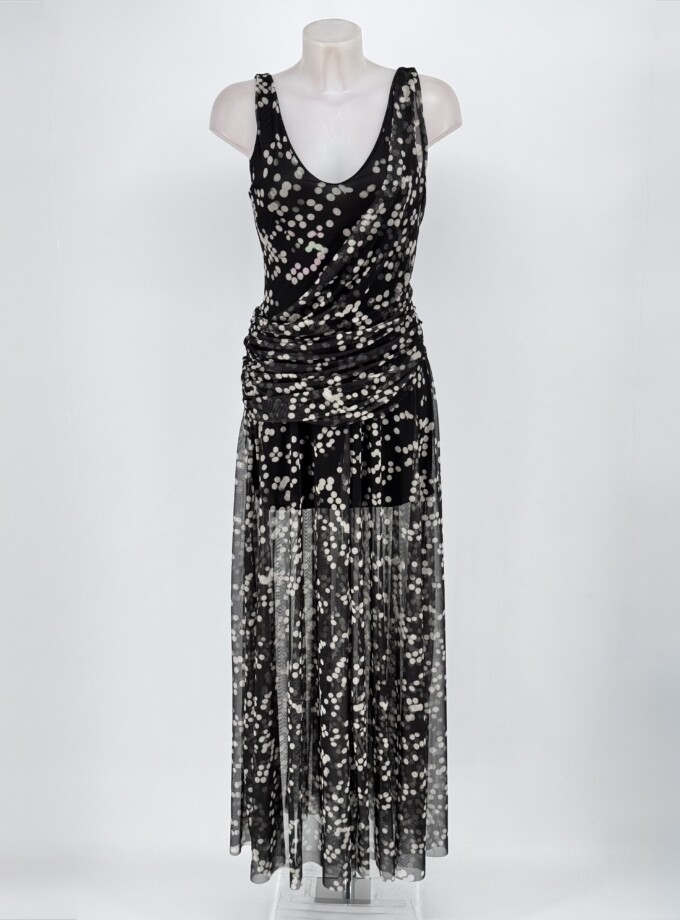 Vestido Tul Largo Lunares