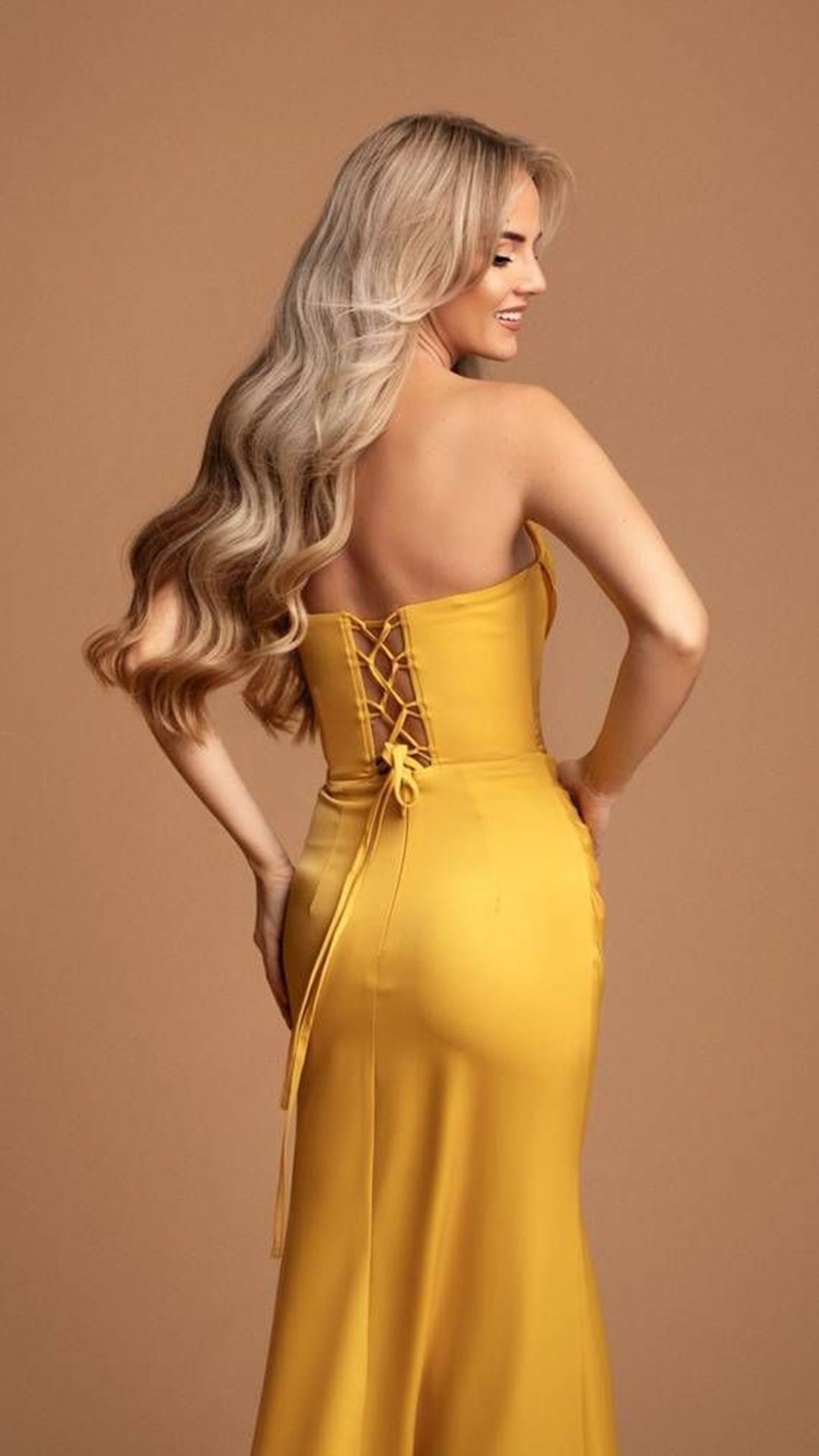 Vestido Seda Cascada Espalda Cruzada - Imagen 2