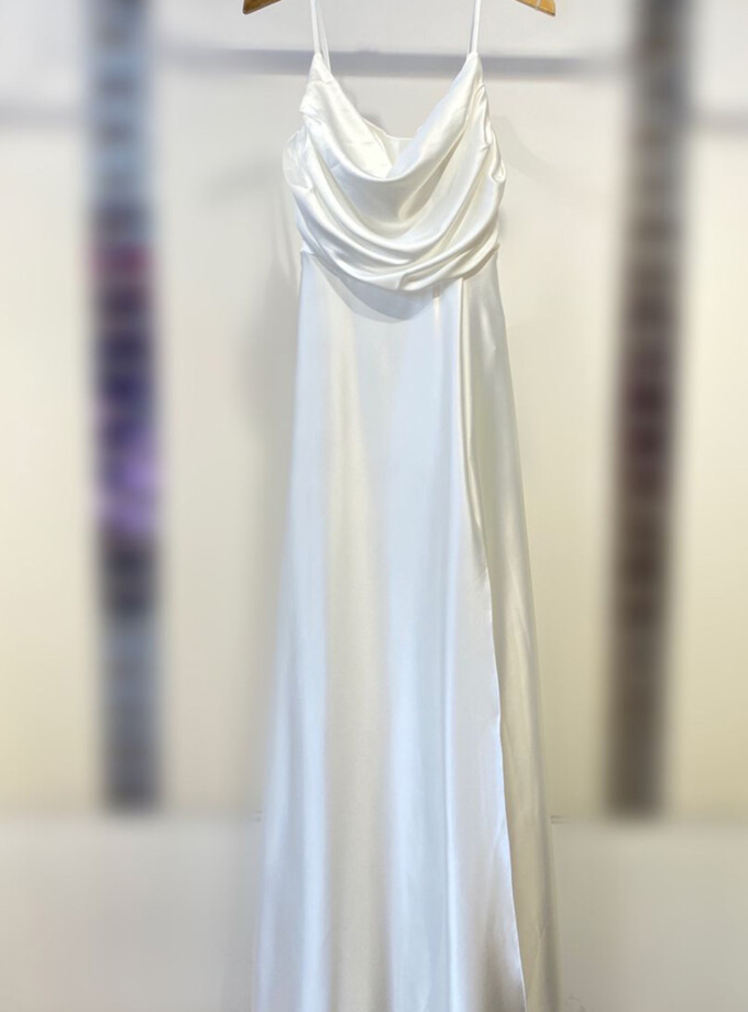 Vestido Seda Escote Cascada Curvy Novia