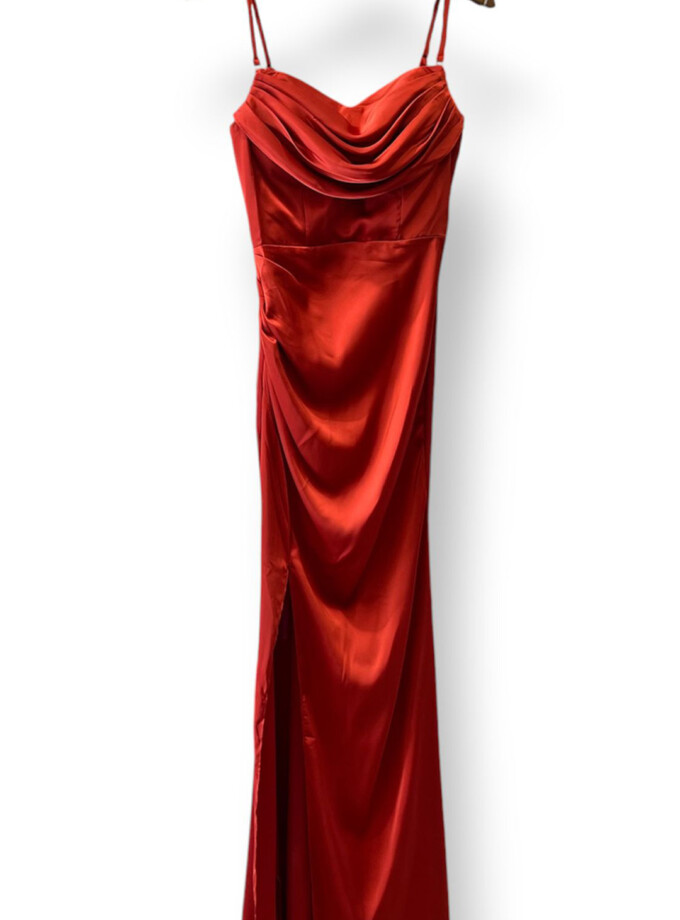 Vestido Seda Cascada Espalda Cruzada