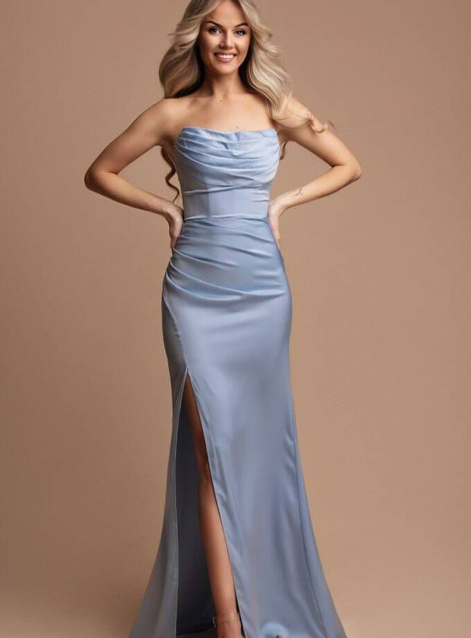 Vestido Seda Cascada Espalda Cruzada