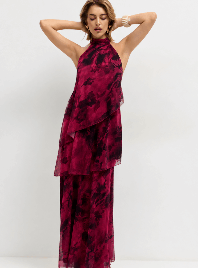 Vestido Halter Gasa Estampado