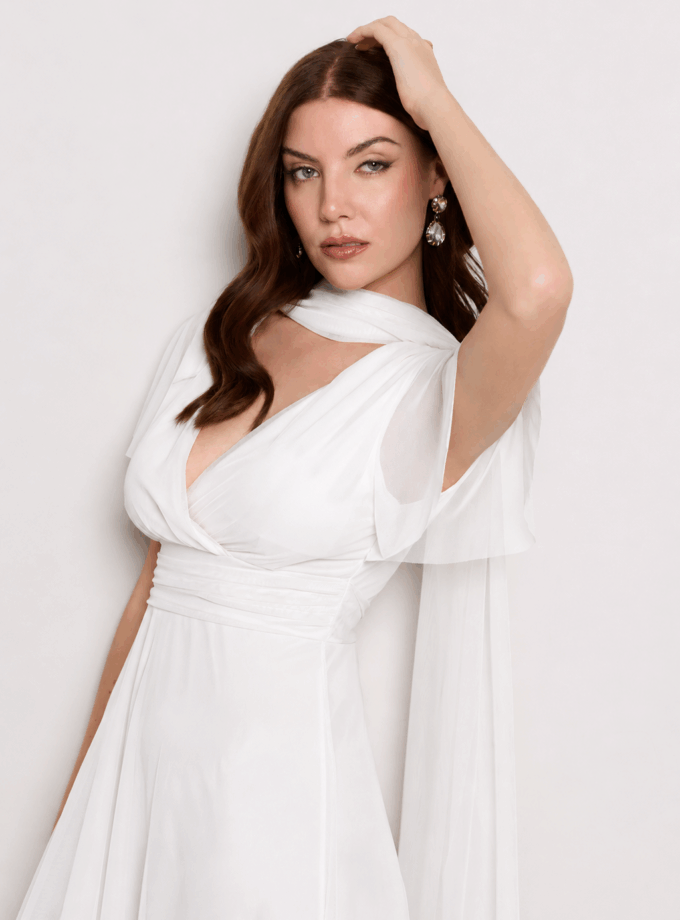 Vestido Tul Basic Mangas Novia