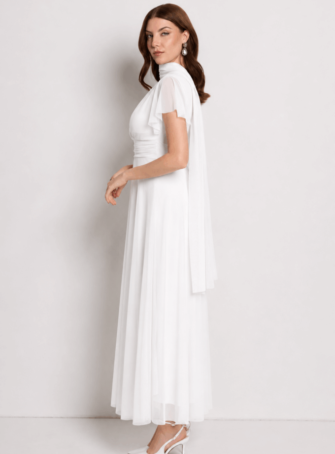 Vestido Tul Basic Mangas Novia