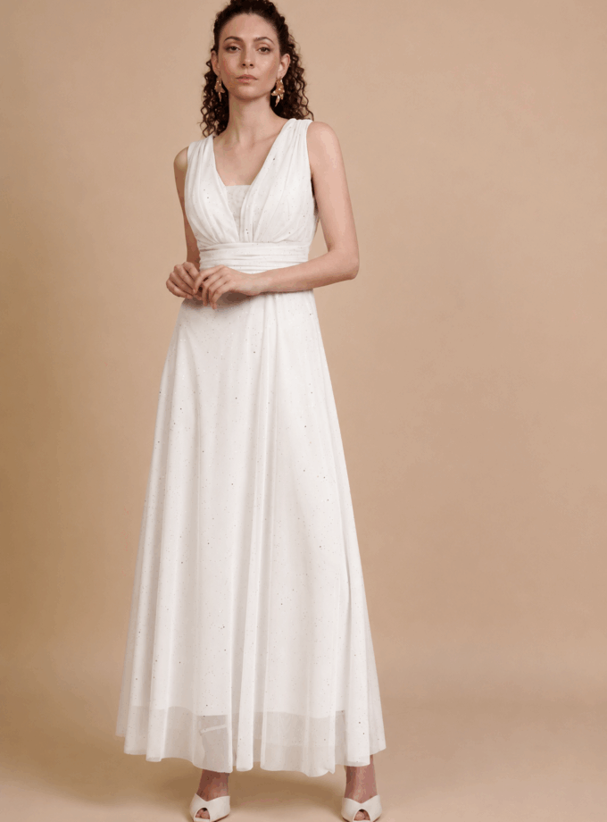 Vestido Tul Basic Brillos Novia