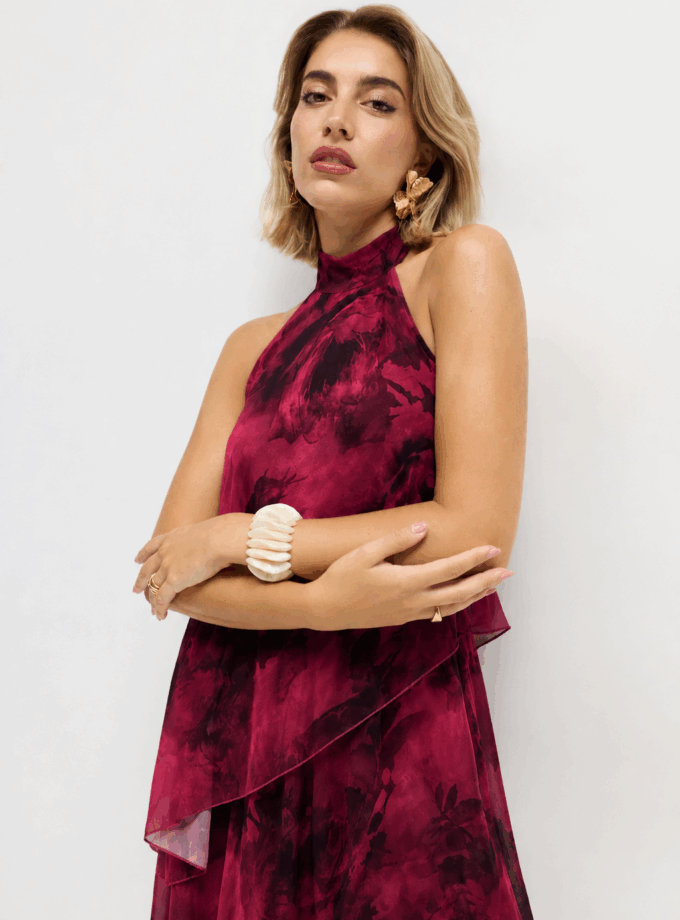 Vestido Halter Gasa Estampado