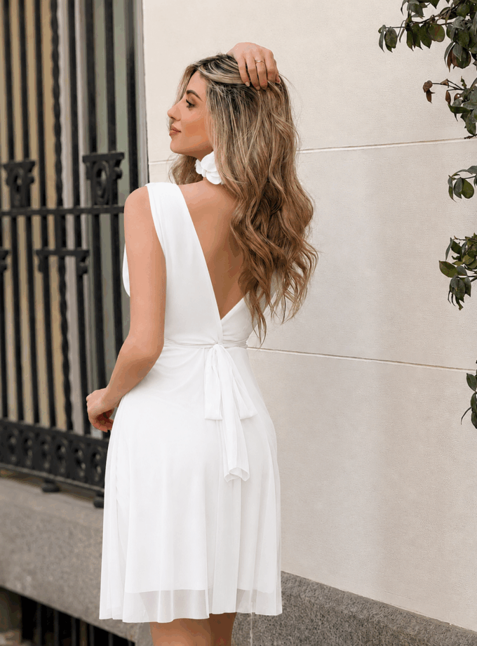 Vestido Tul Basic Corto Novia