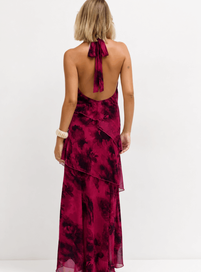 Vestido Halter Gasa Estampado