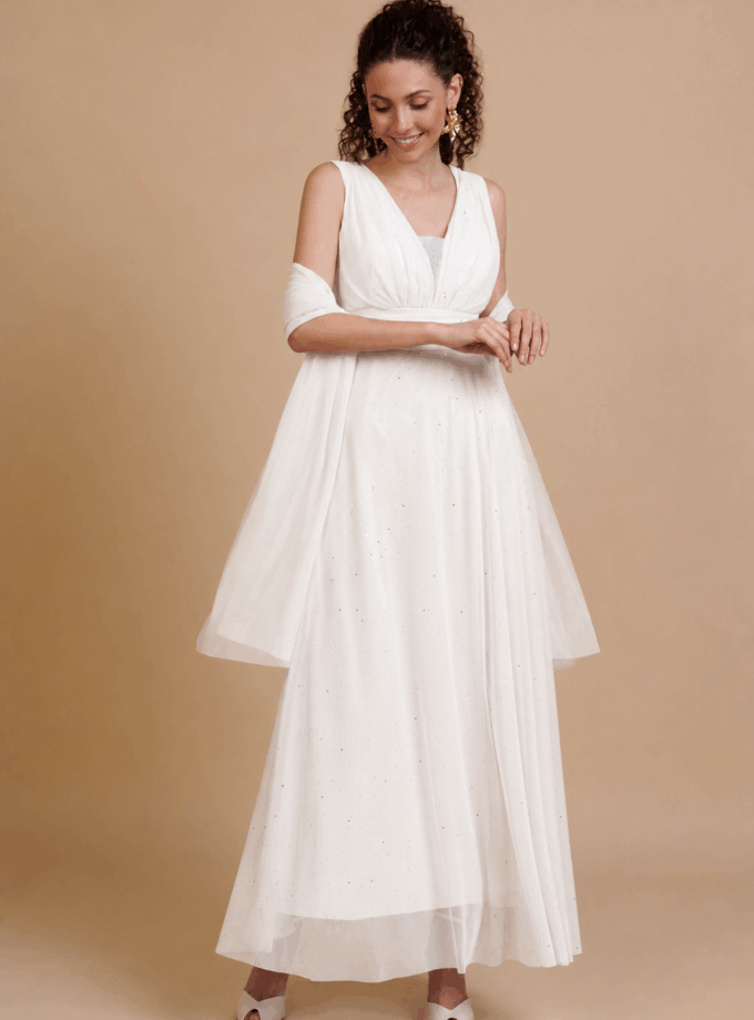 Vestido Tul Basic Brillos Novia