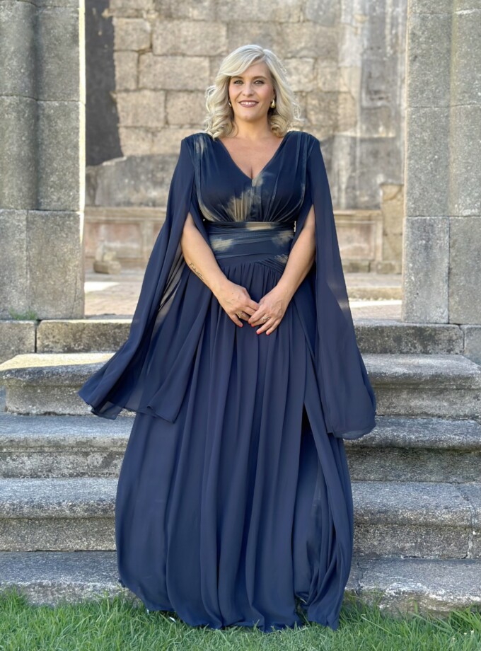 Vestido Torso Estampado Mangas Curvy