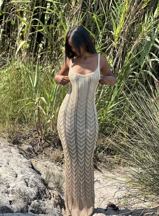 Vestido Sunset Punto Espigas Oro