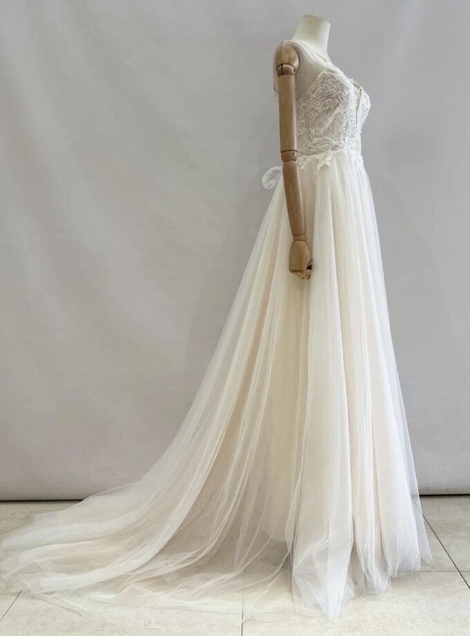 Vestido Tul Novia Fondo Beige