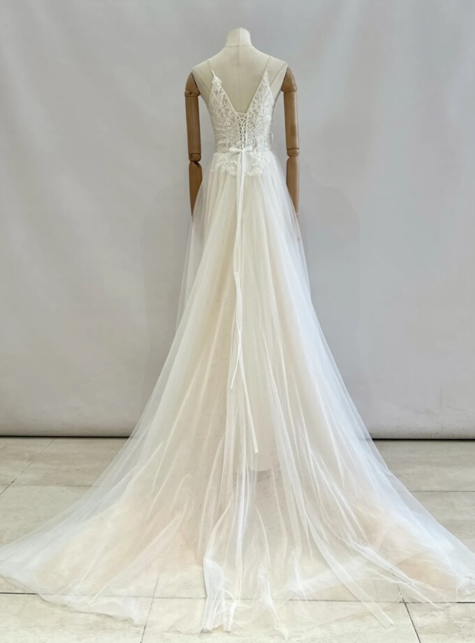 Vestido Tul Novia Fondo Beige