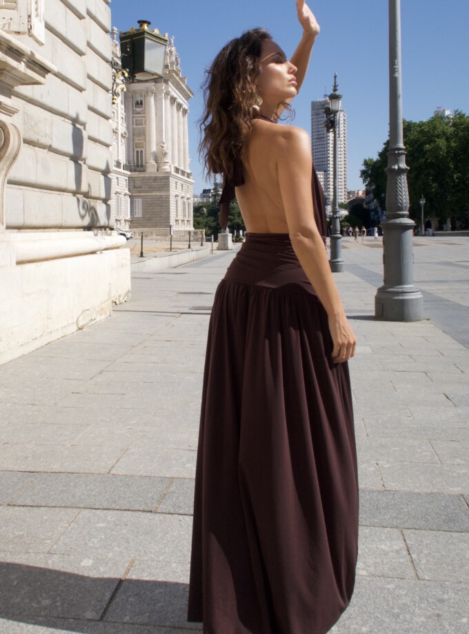 Vestido Halter Cintura Drapeada