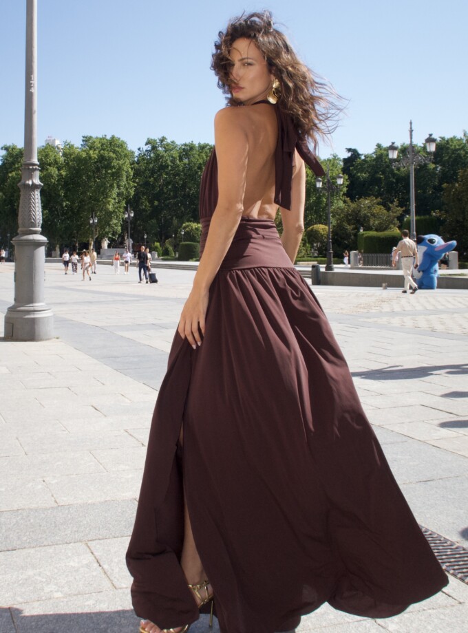 Vestido Halter Cintura Drapeada