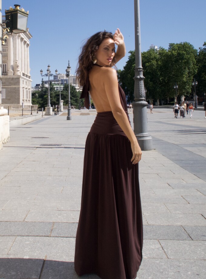Vestido Halter Cintura Drapeada