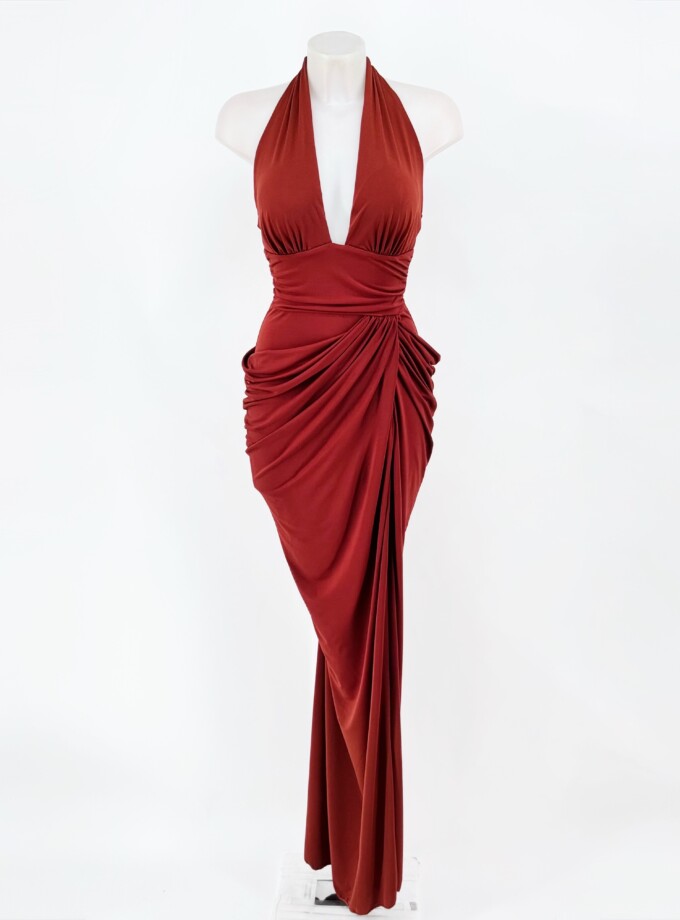 Vestido Cascada Asimétrica Cadera Escote