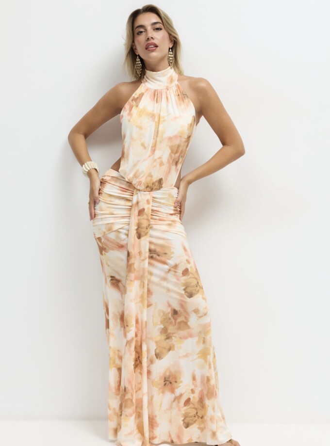 Vestido Halter Lazada Frontal Estampado