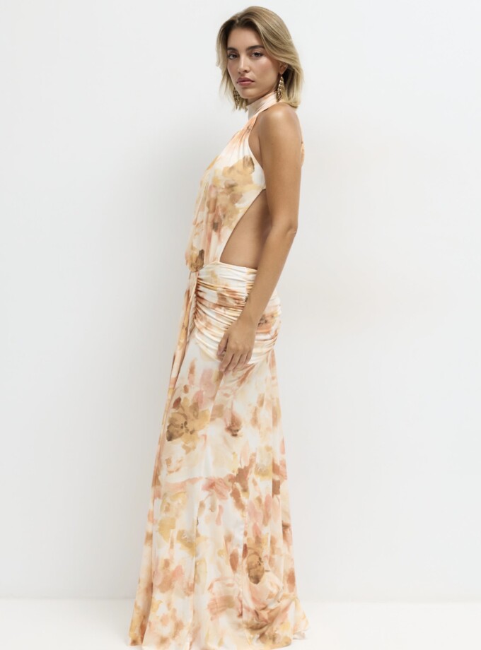 Vestido Halter Lazada Frontal Estampado