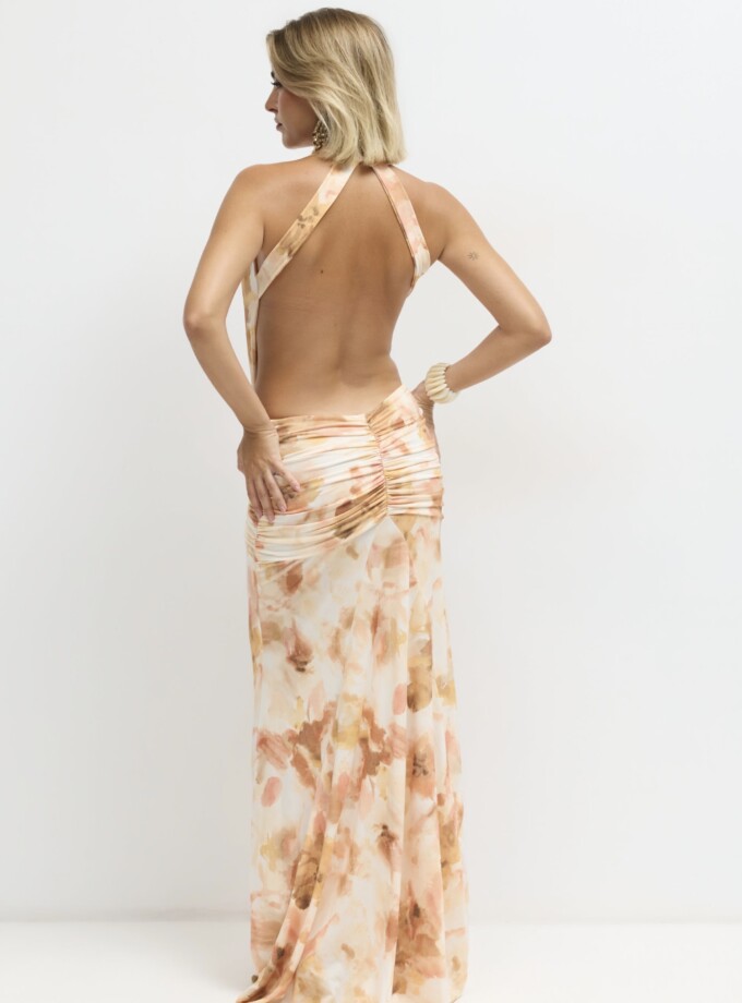 Vestido Halter Lazada Frontal Estampado