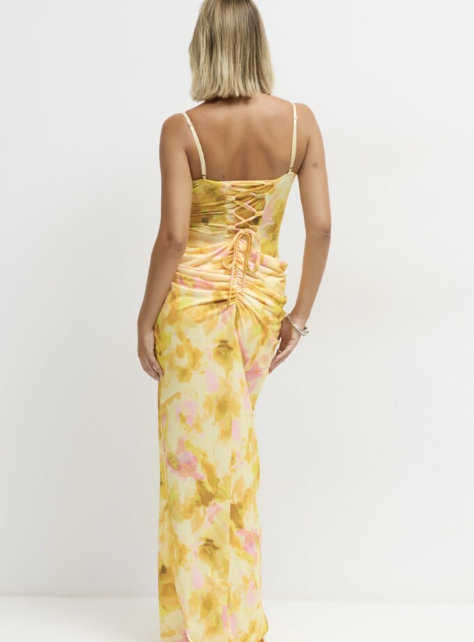 Vestido Cascada Asimétrica Cadera Estampado