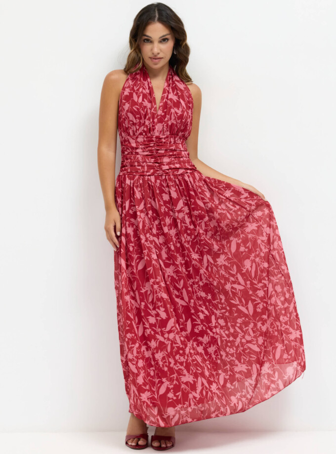 Vestido Floral Atado Cuello