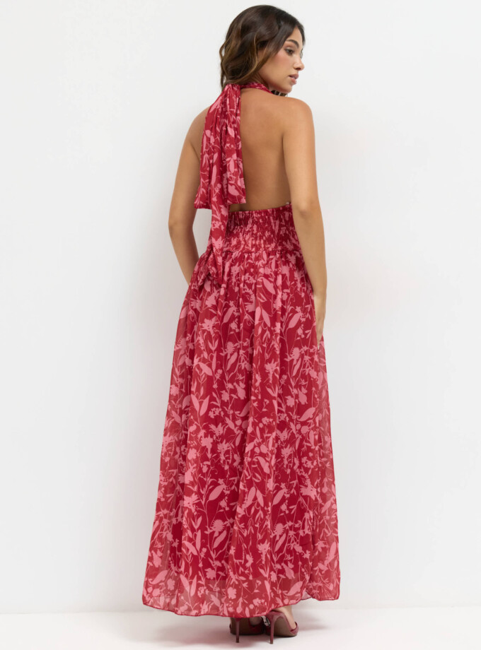 Vestido Gasa Estampado Escote