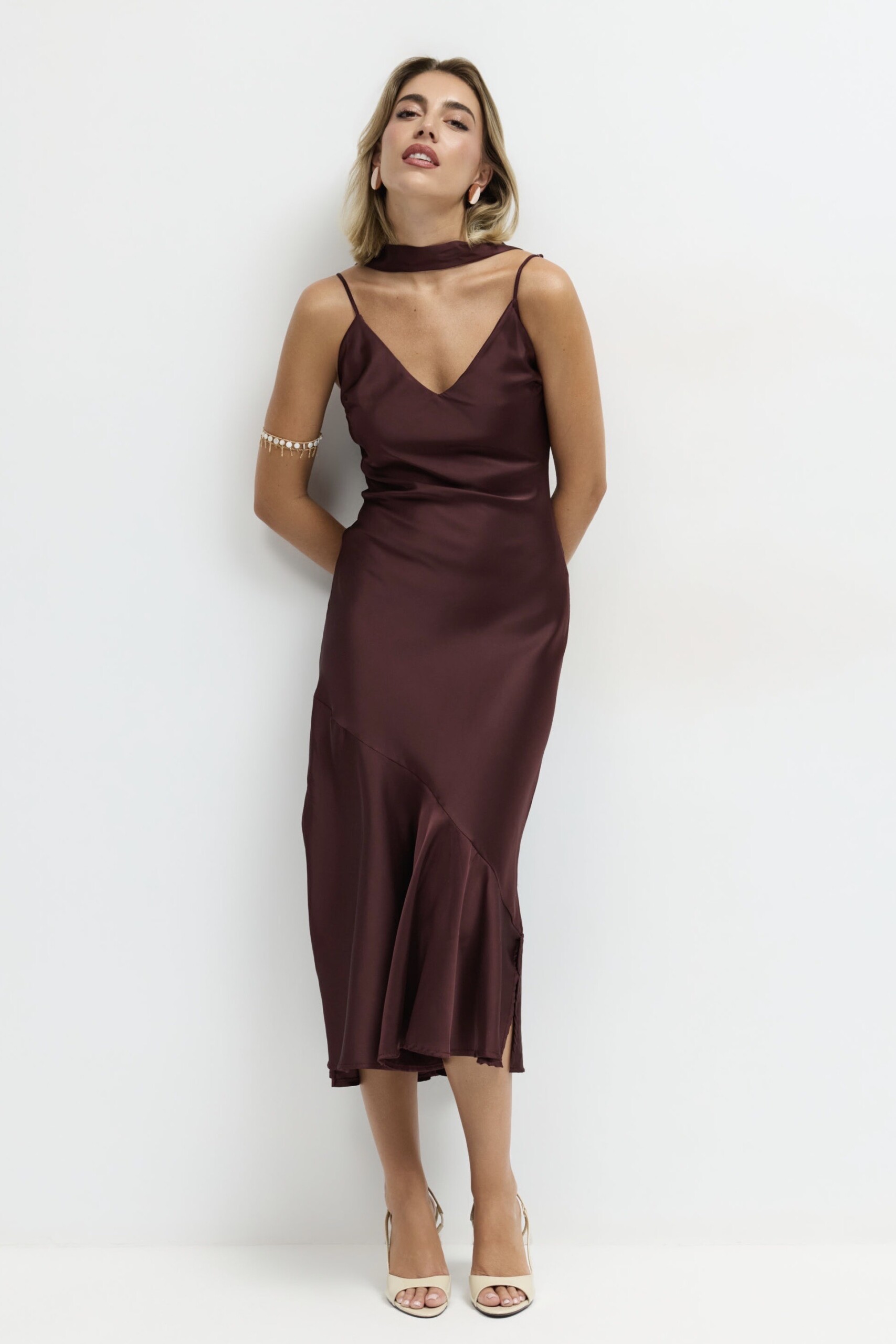 Vestido Tirantes Seda Volante Pashmina - Imagen 4