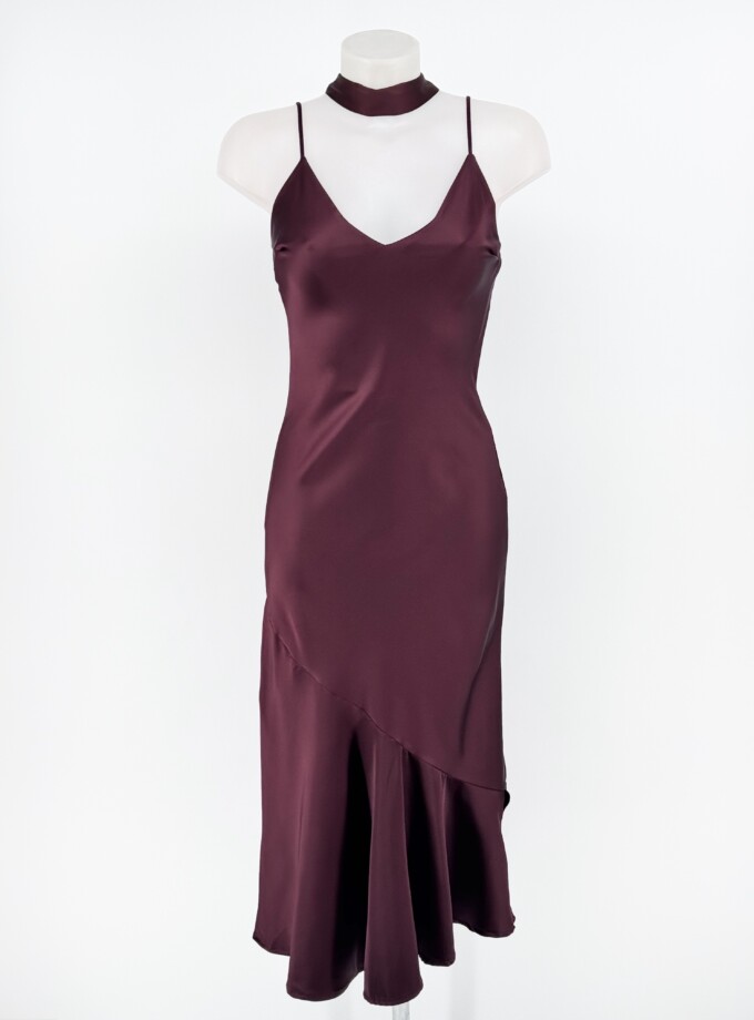 Vestido Tirantes Seda Volante Pashmina