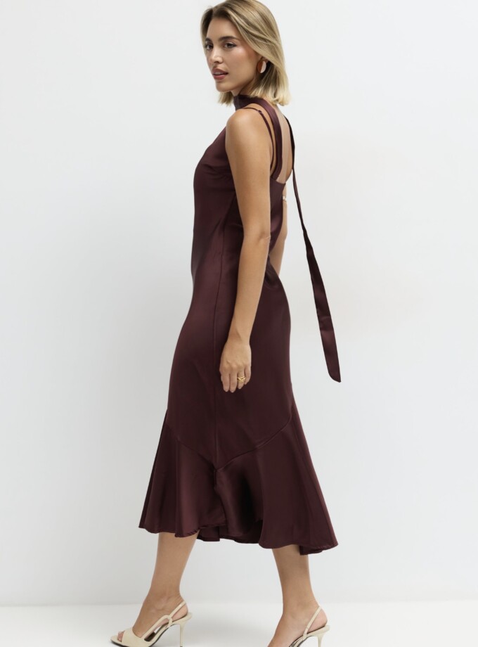 Vestido Tirantes Seda Volante Pashmina
