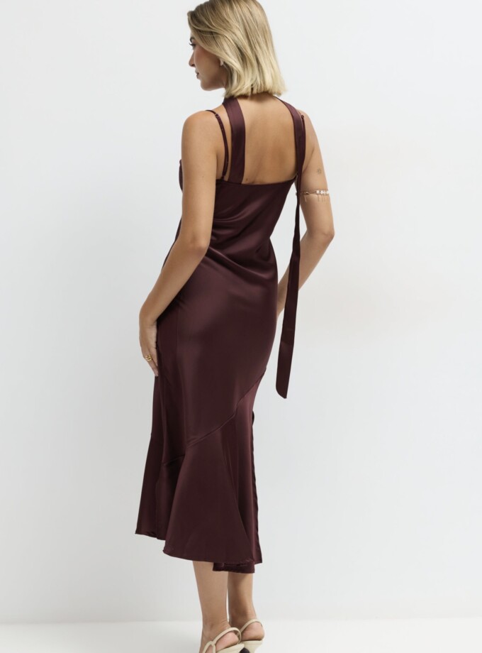 Vestido Tirantes Seda Volante Pashmina