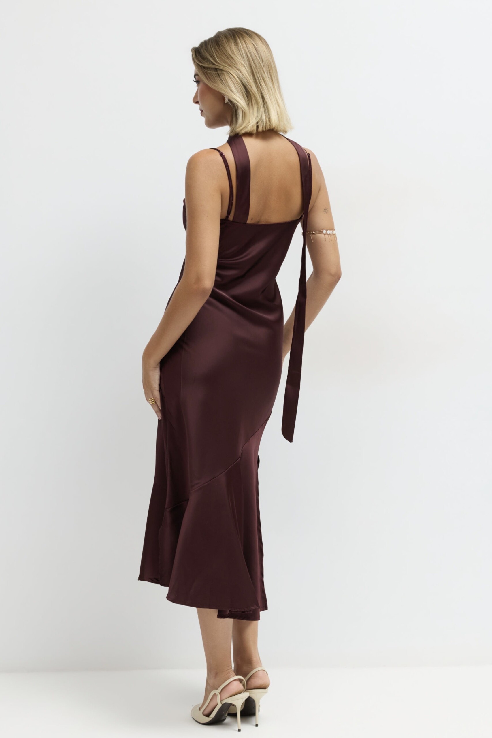 Vestido Tirantes Seda Volante Pashmina - Imagen 6