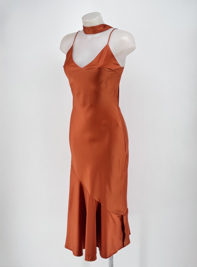 Vestido Tirantes Seda Volante Pashmina