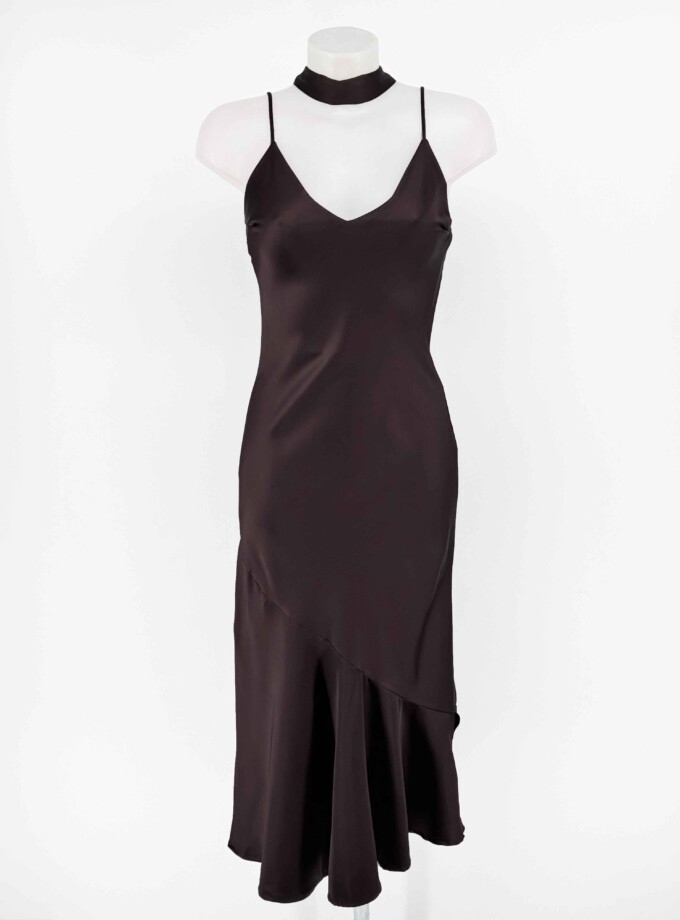 Vestido Tirantes Seda Volante Pashmina