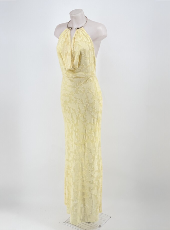 Vestido Textura Escote Cascada