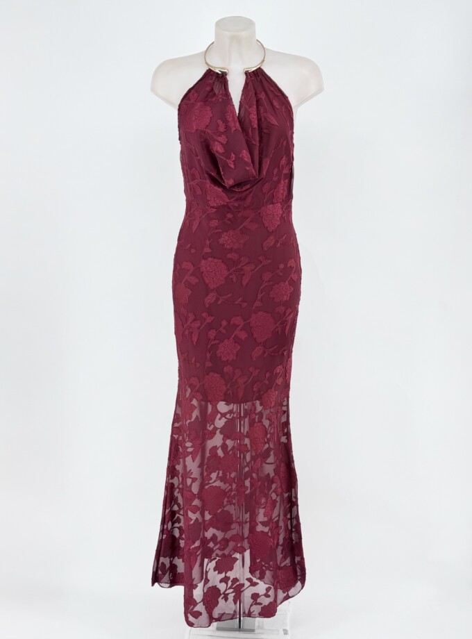 Vestido Textura Escote Cascada