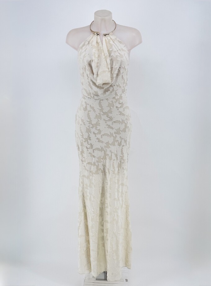Vestido Textura Escote Cascada