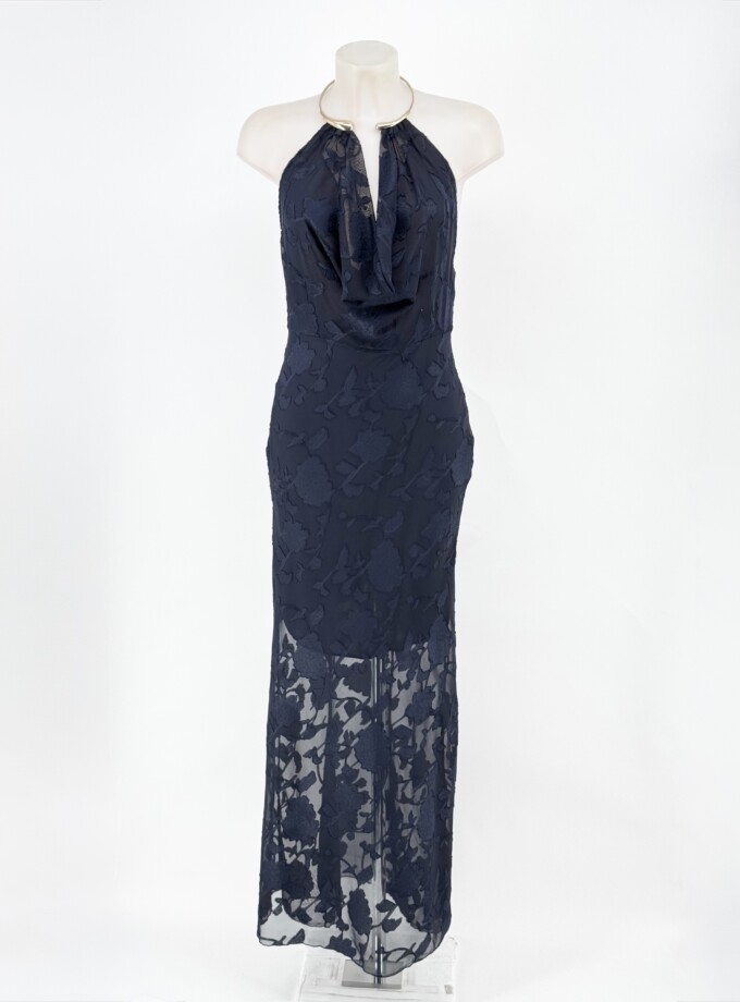 Vestido Textura Escote Cascada