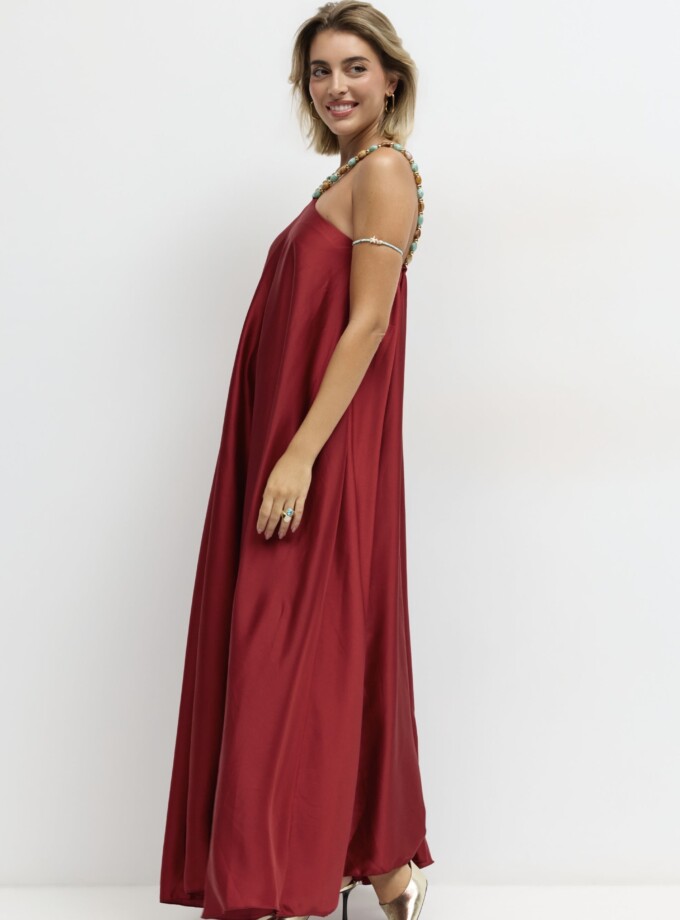 Vestido Seda Halter Bolitas