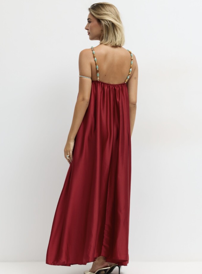 Vestido Seda Halter Bolitas