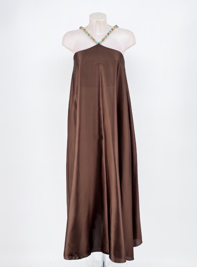 Vestido Seda Halter Bolitas