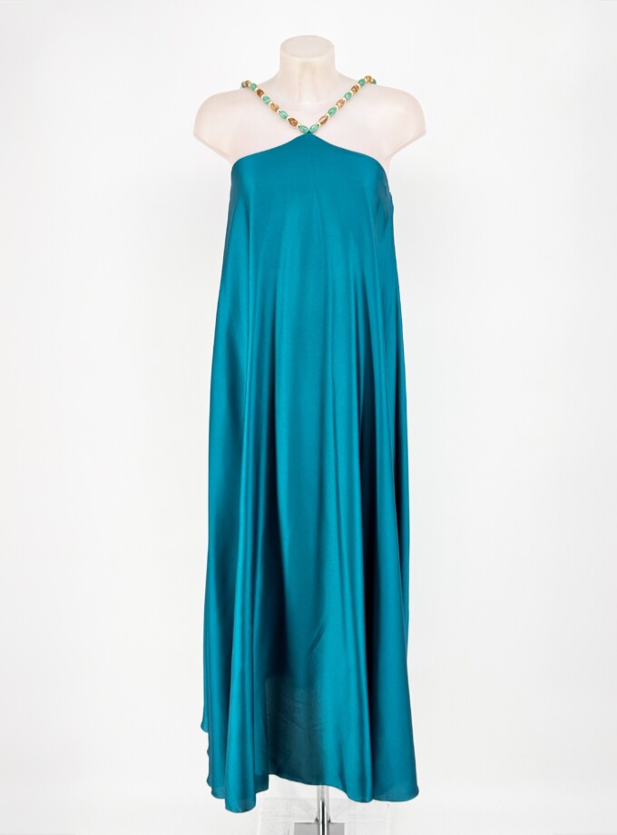 Vestido Seda Halter Bolitas