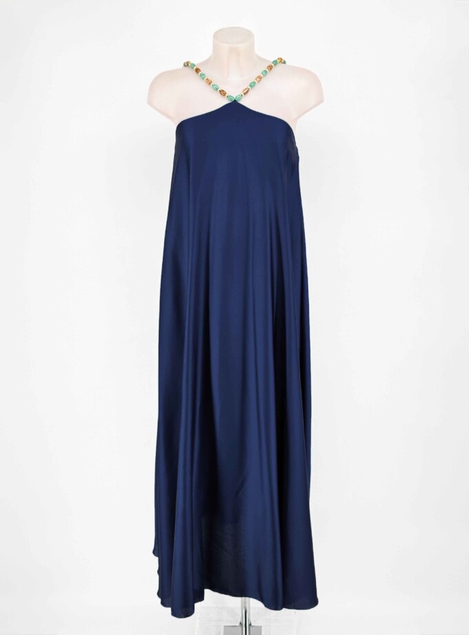 Vestido Seda Halter Bolitas