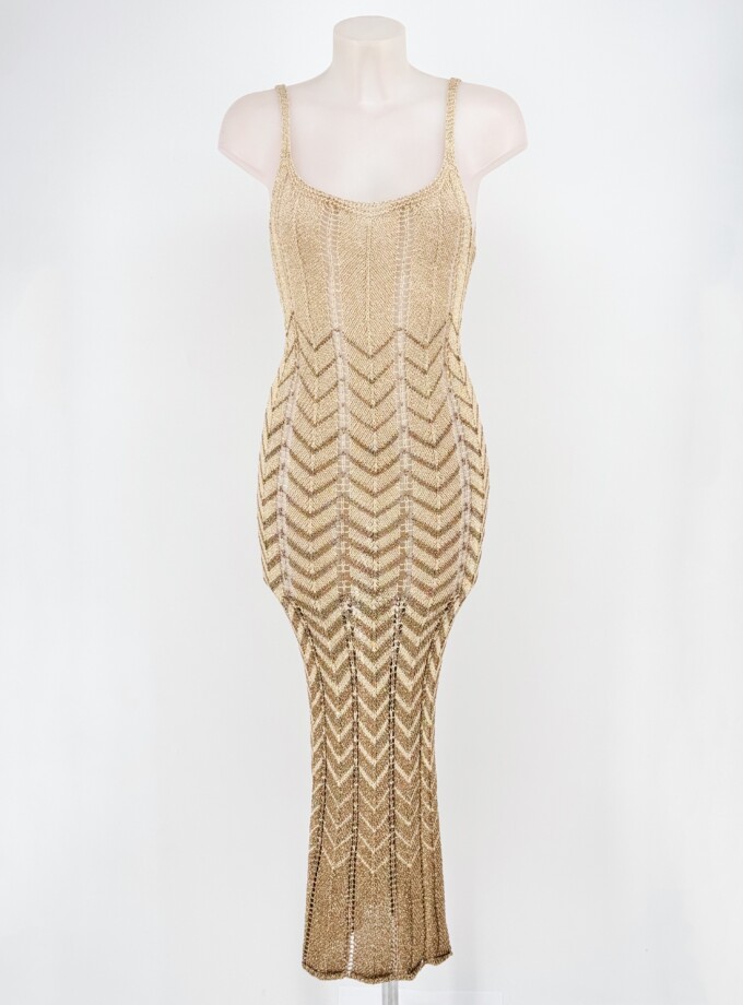 Vestido Sunset Punto Espigas Oro