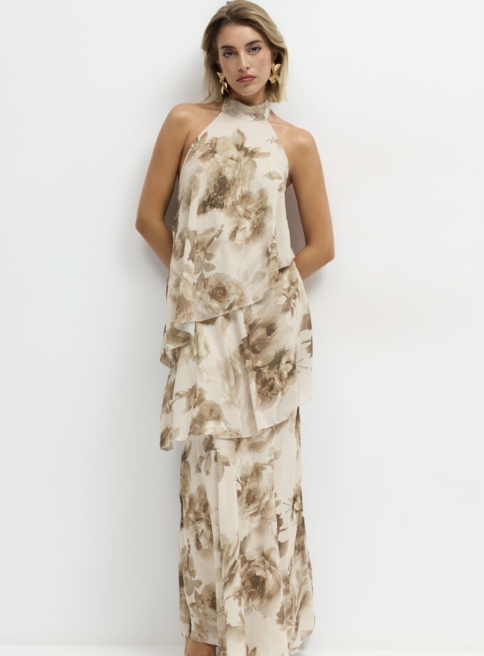 Vestido Halter Gasa Estampado